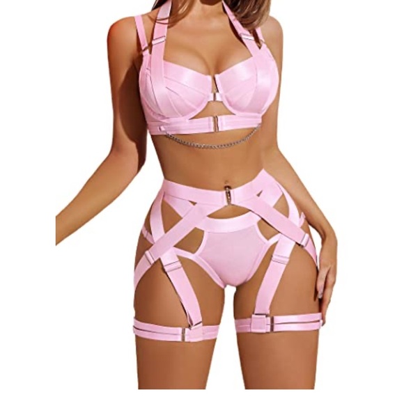 Fashion Nova Other - NEW PINK LINGERIE SET SEXY GARTER BRA STRAPY